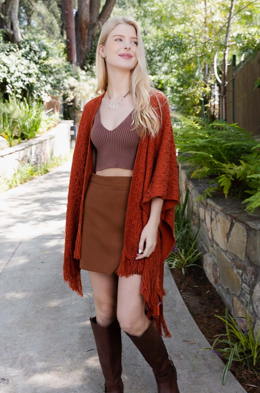 Cozy Haven Embroidered Tassel Wrap - NeoKira Unlimited