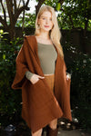 Cozy Solid Color Hooded Ruana Ponchos Leto Collection   
