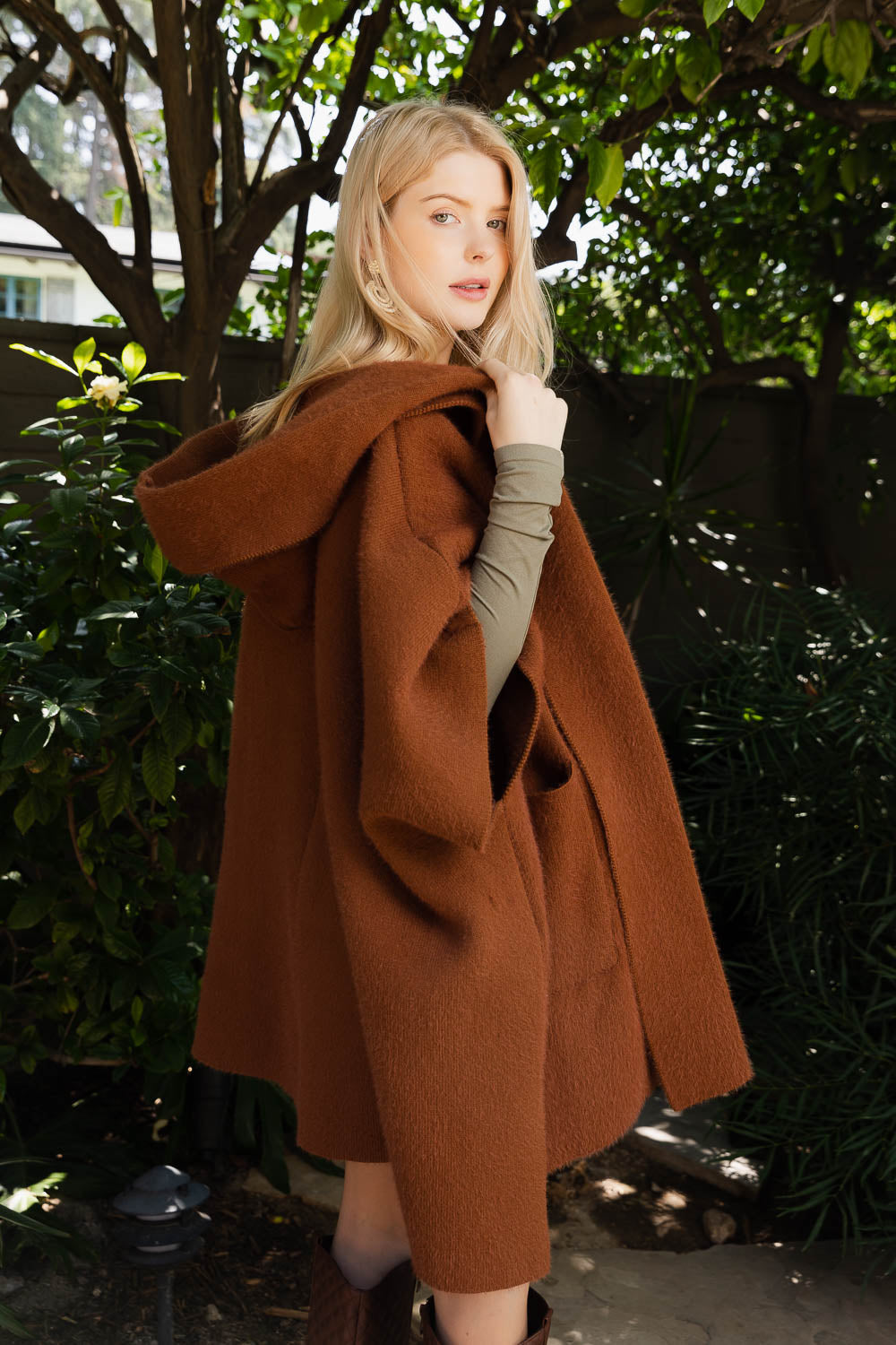 Cozy Solid Color Hooded Ruana - NeoKira Unlimited