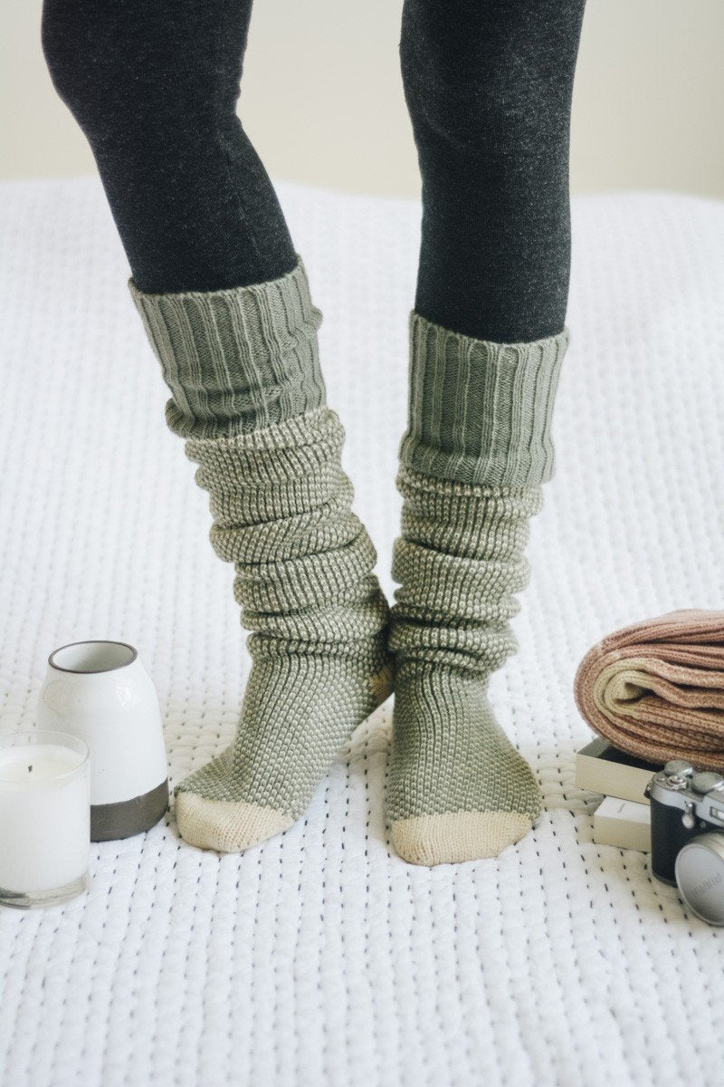 Cozy Ribbed Knit Lounge Socks Socks Leto Collection Mint  