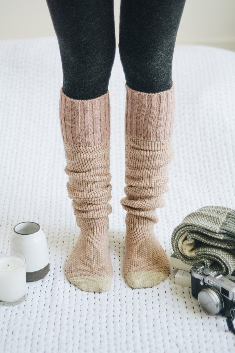 Cozy Ribbed Knit Lounge Socks Socks Leto Collection Pink  
