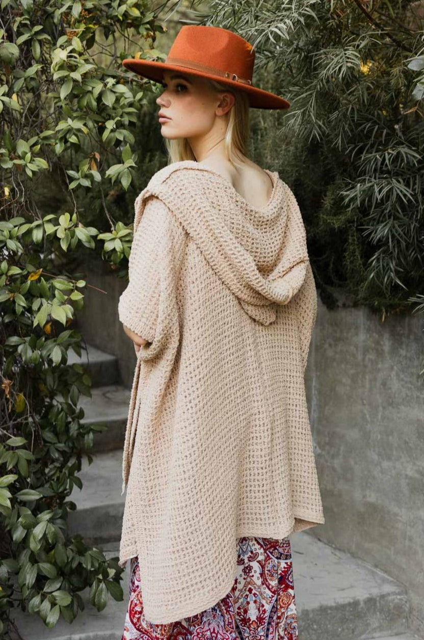 Cozy Soft Waffle Hooded Ruana - NeoKira Unlimited