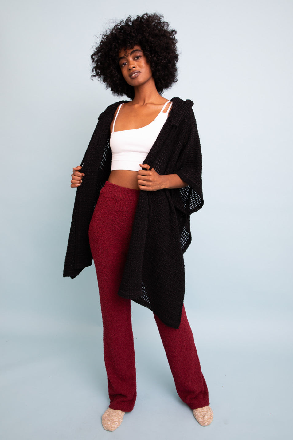 Cozy Soft Waffle Hooded Ruana - NeoKira Unlimited