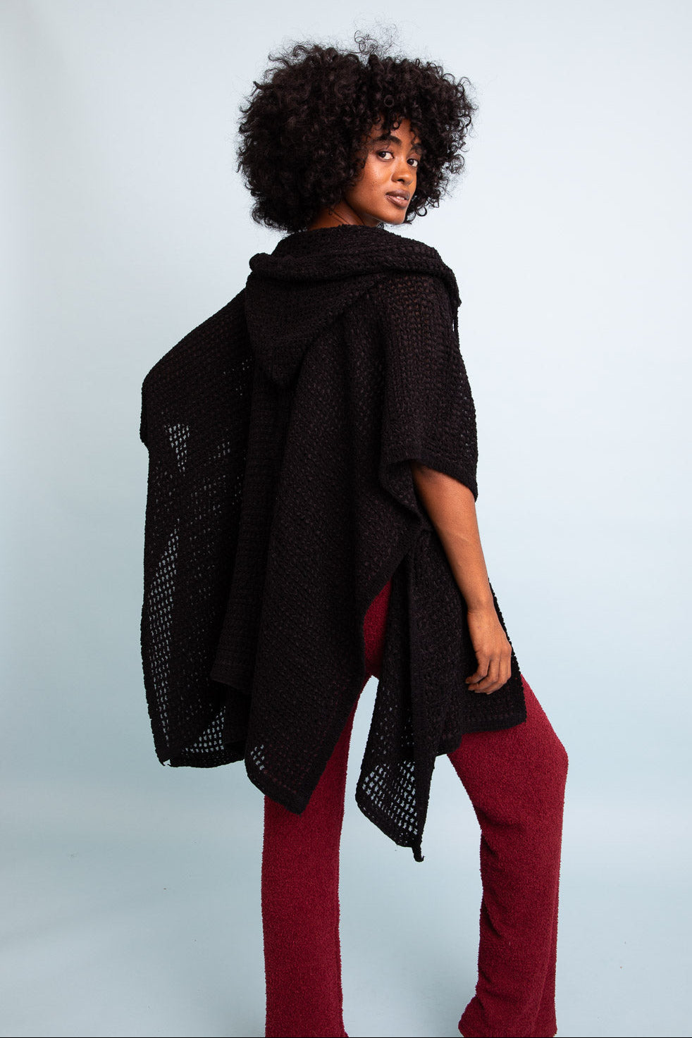 Cozy Soft Waffle Hooded Ruana - NeoKira Unlimited