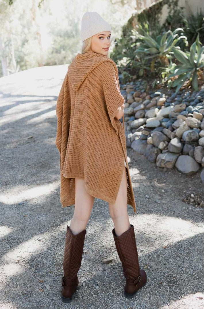 Cozy Soft Waffle Hooded Ruana - NeoKira Unlimited