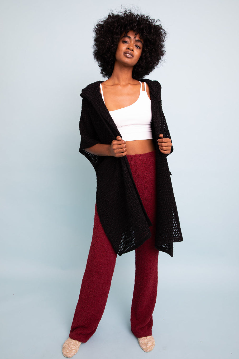 Cozy Soft Waffle Hooded Ruana - NeoKira Unlimited