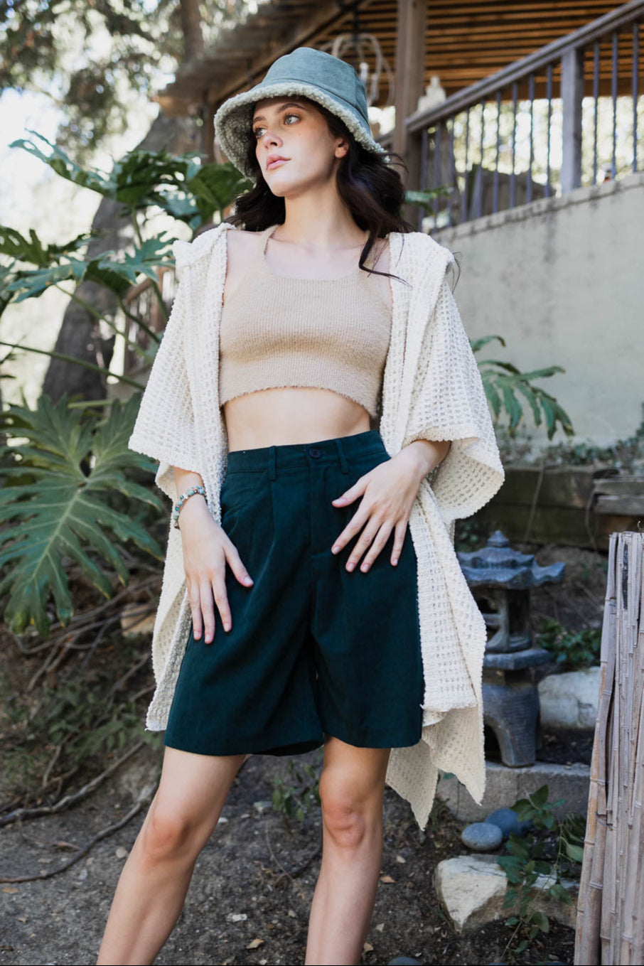 Cozy Soft Waffle Hooded Ruana - NeoKira Unlimited