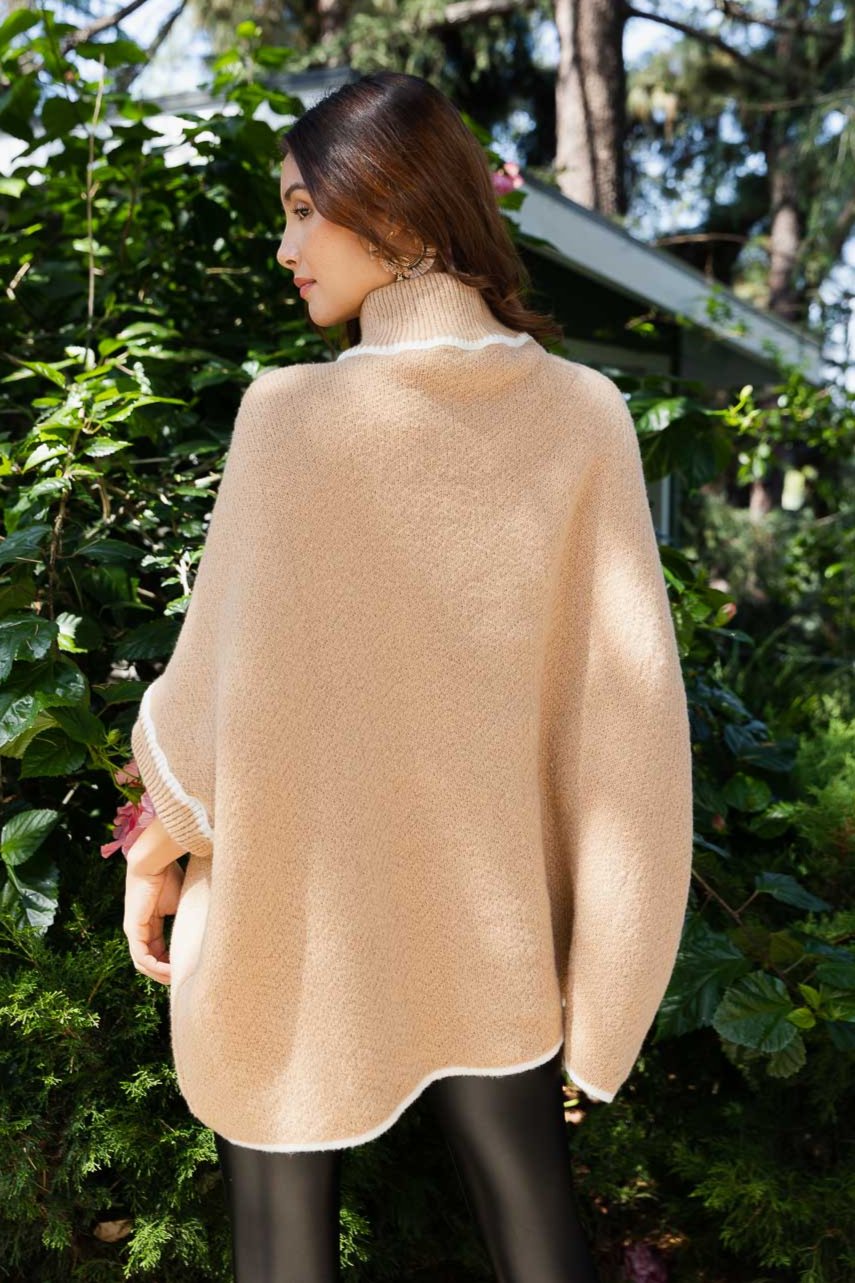 CozyCove Turtle Neck Poncho with Easy Sleeves - NeoKira Unlimited
