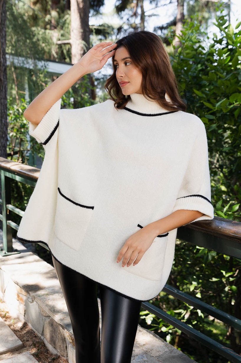 CozyCove Turtle Neck Poncho with Easy Sleeves - NeoKira Unlimited