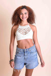 Crochet Lace High Neck Bralette Bralette Leto Collection XS/S Ivory 