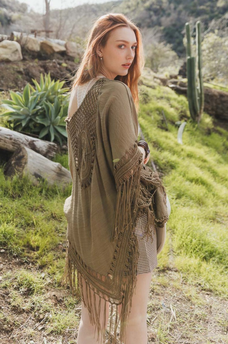 Crochet Medallion Tassel Kimono - NeoKira Unlimited