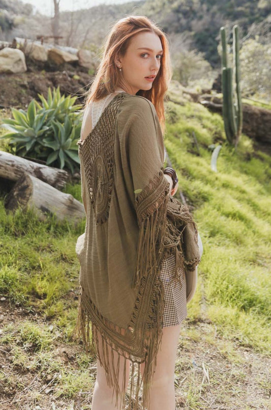 Crochet Medallion Tassel Kimono - NeoKira Unlimited