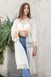 Crochet Open Patch Kimono One Size / Ivory