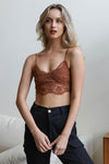 Crochet Overlay Longline Bralette Bralette Leto Collection Small Cinnamon 