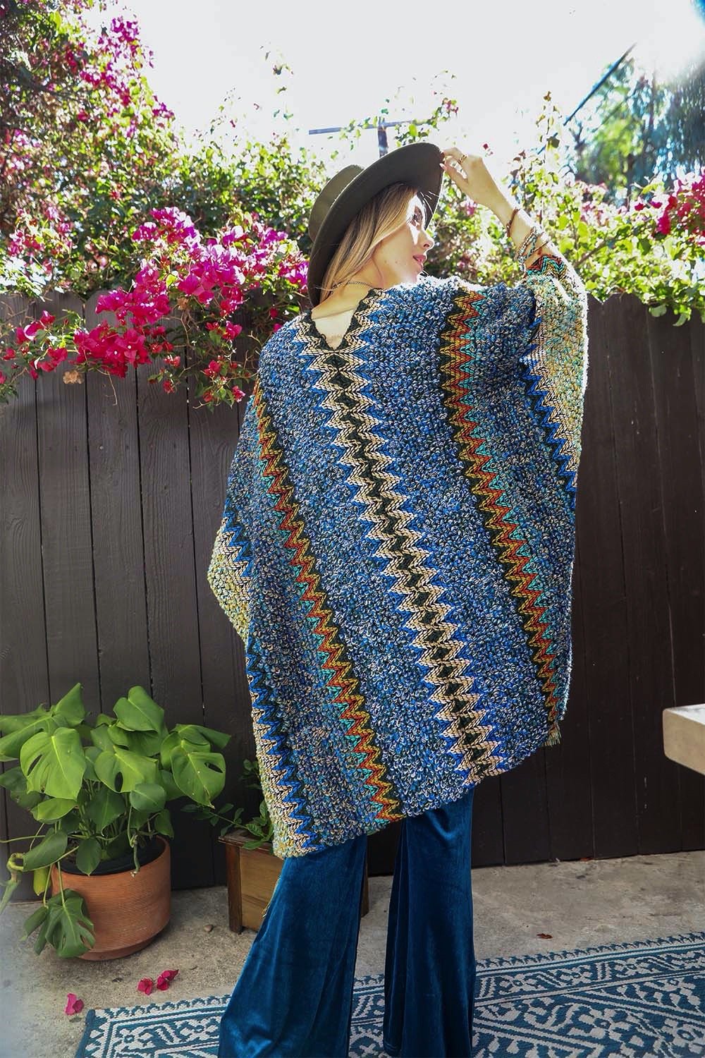 Crochet Patterned Ruana with Tassels - NeoKira Unlimited
