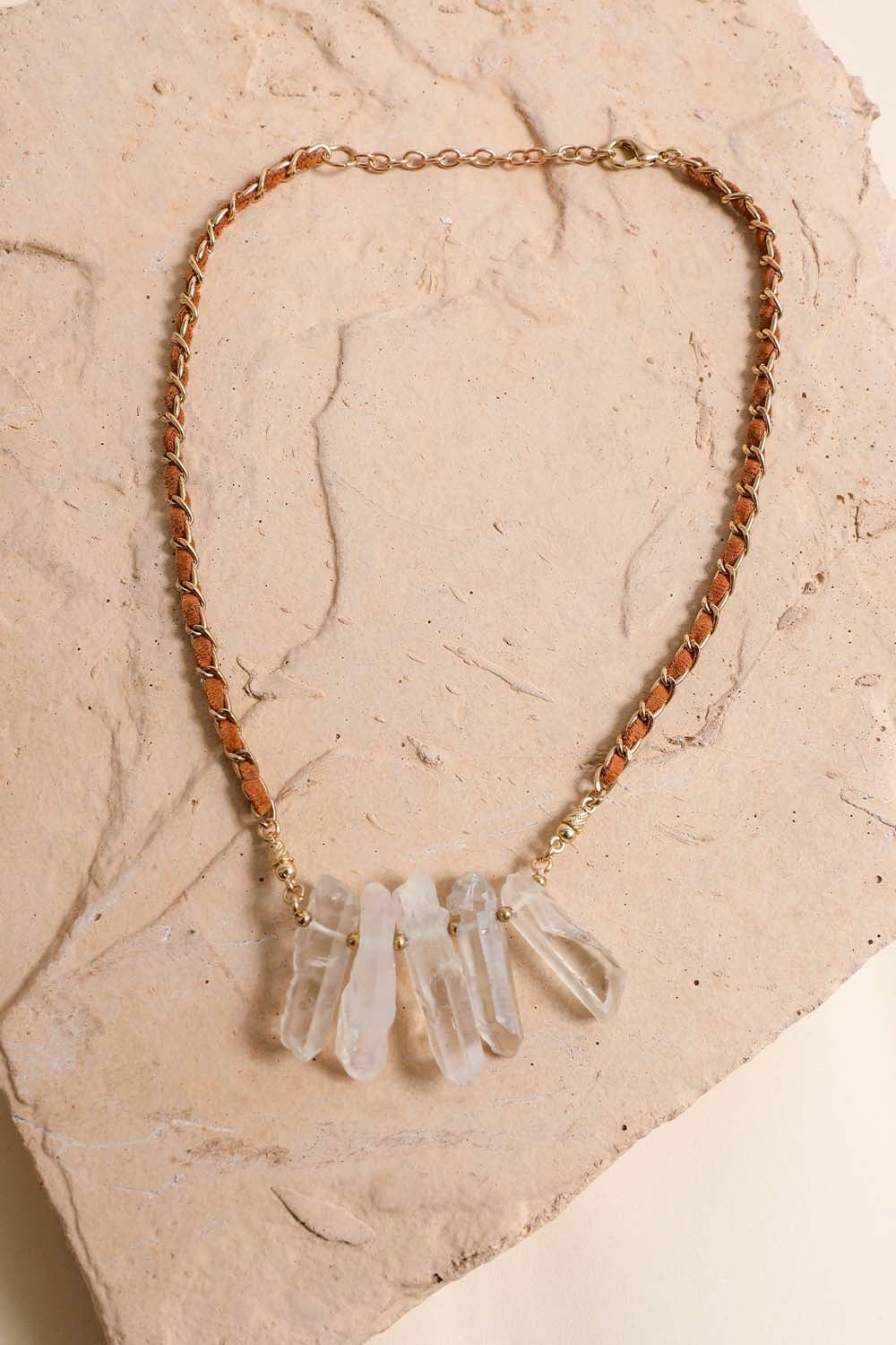Crystal Drop Suede Necklace - NeoKira Unlimited