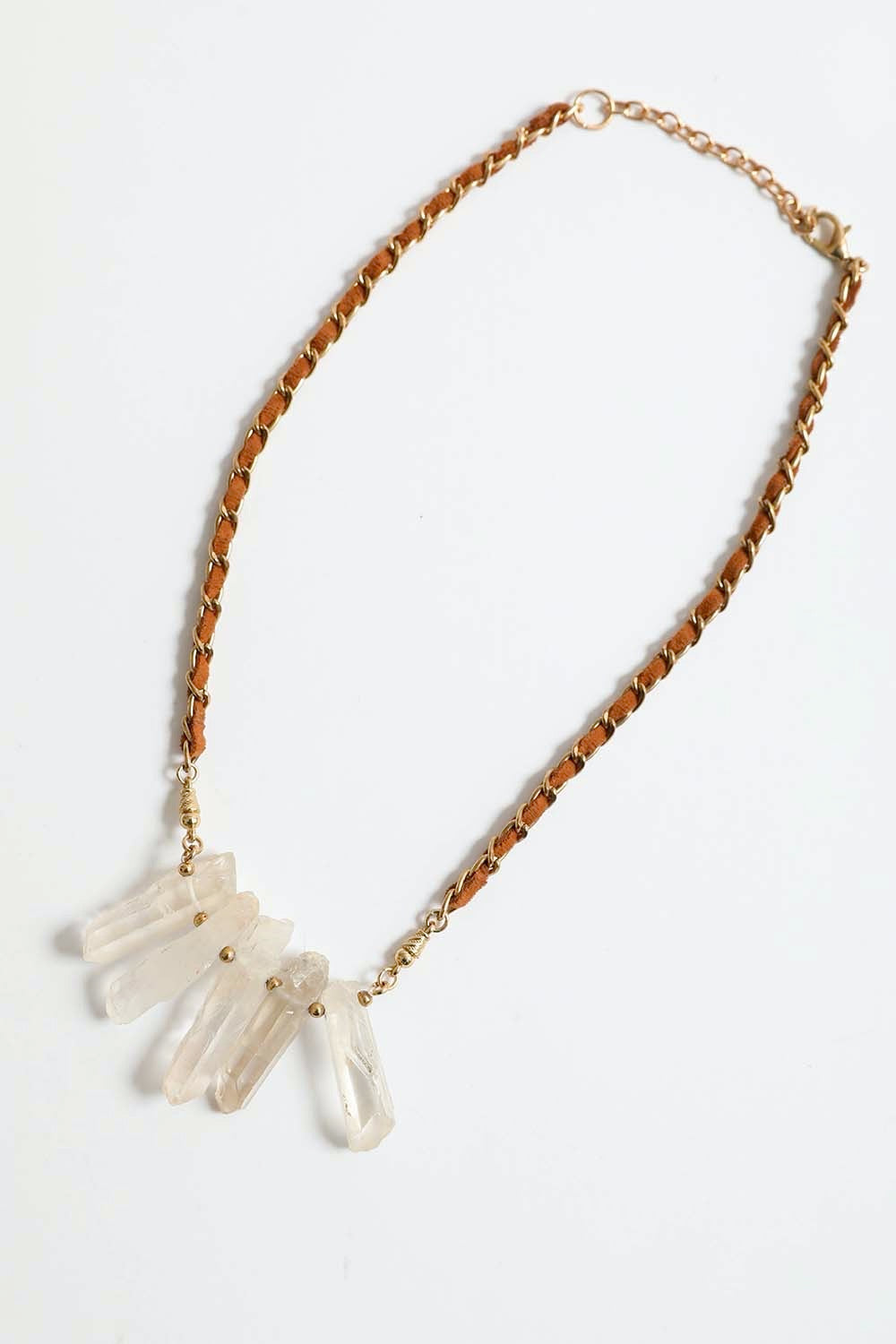 Crystal Drop Suede Necklace Necklaces Leto Collection   