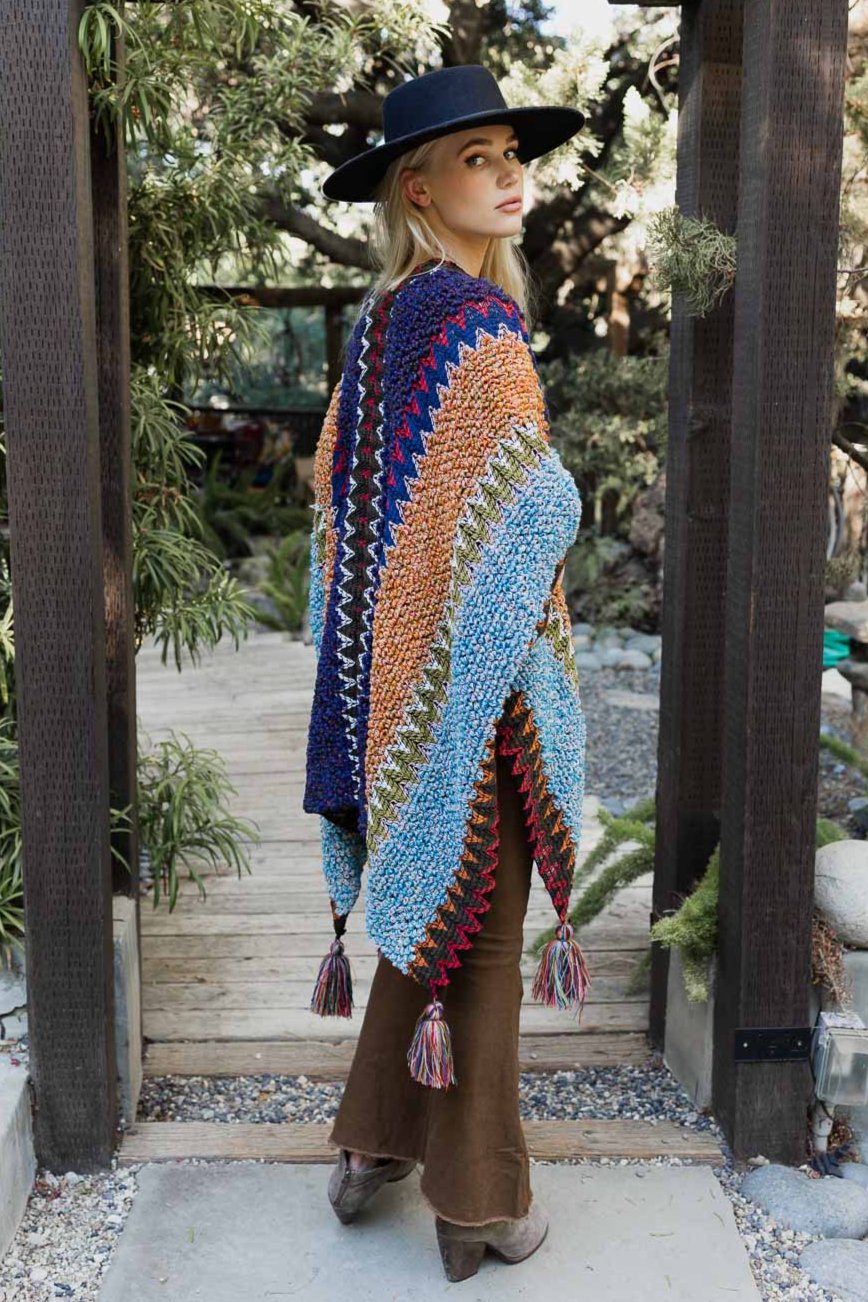 Cuddle Season Crochet Patterned Ruana - NeoKira Unlimited