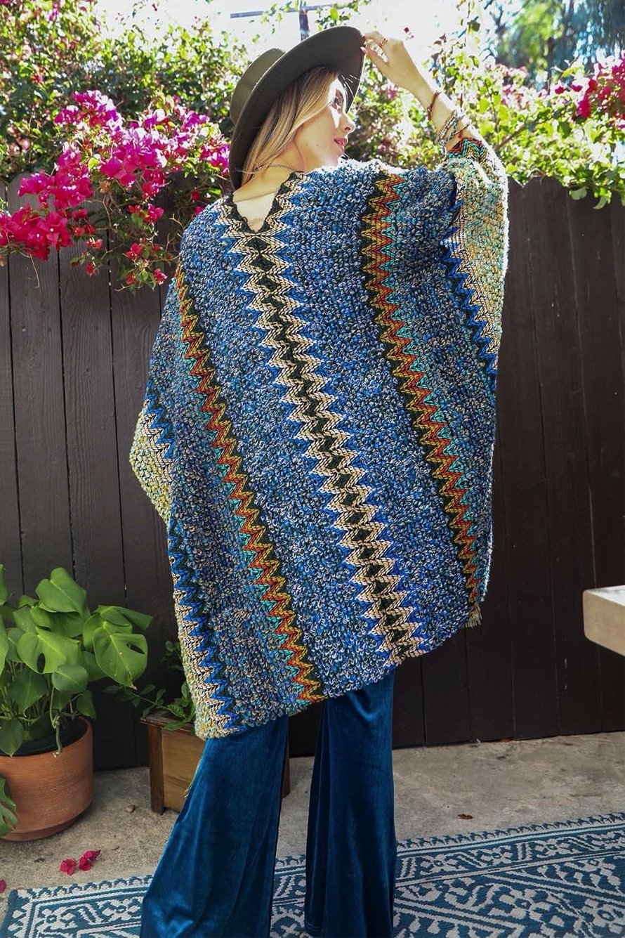 Cuddle Season Crochet Patterned Ruana - NeoKira Unlimited