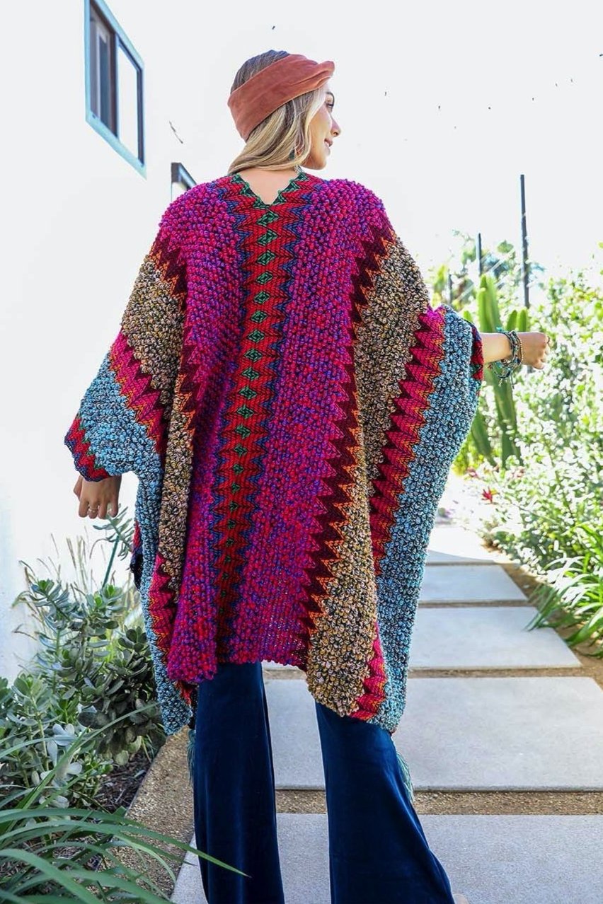 Cuddle Season Crochet Patterned Ruana - NeoKira Unlimited