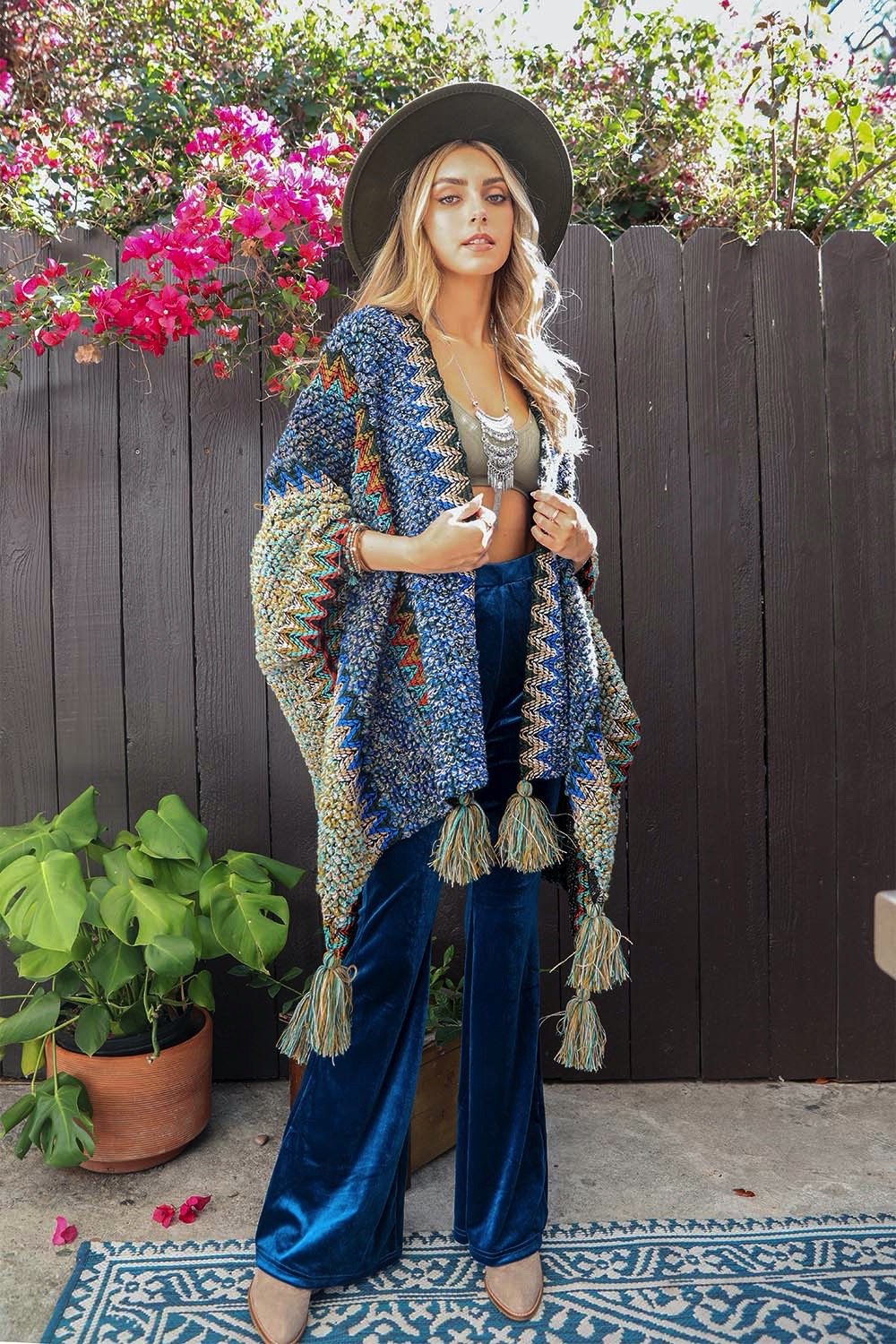 Cuddle Season Crochet Patterned Ruana - NeoKira Unlimited