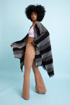 Cuddle Season Striped Knit Poncho Ponchos Leto Collection   