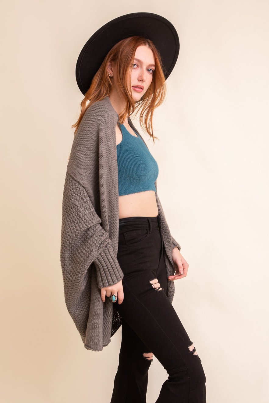 Cuddly Bat Sleeve Knit Cardigan - NeoKira Unlimited