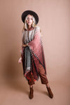 Cuddly Herringbone Hooded Poncho Ponchos Leto Collection   