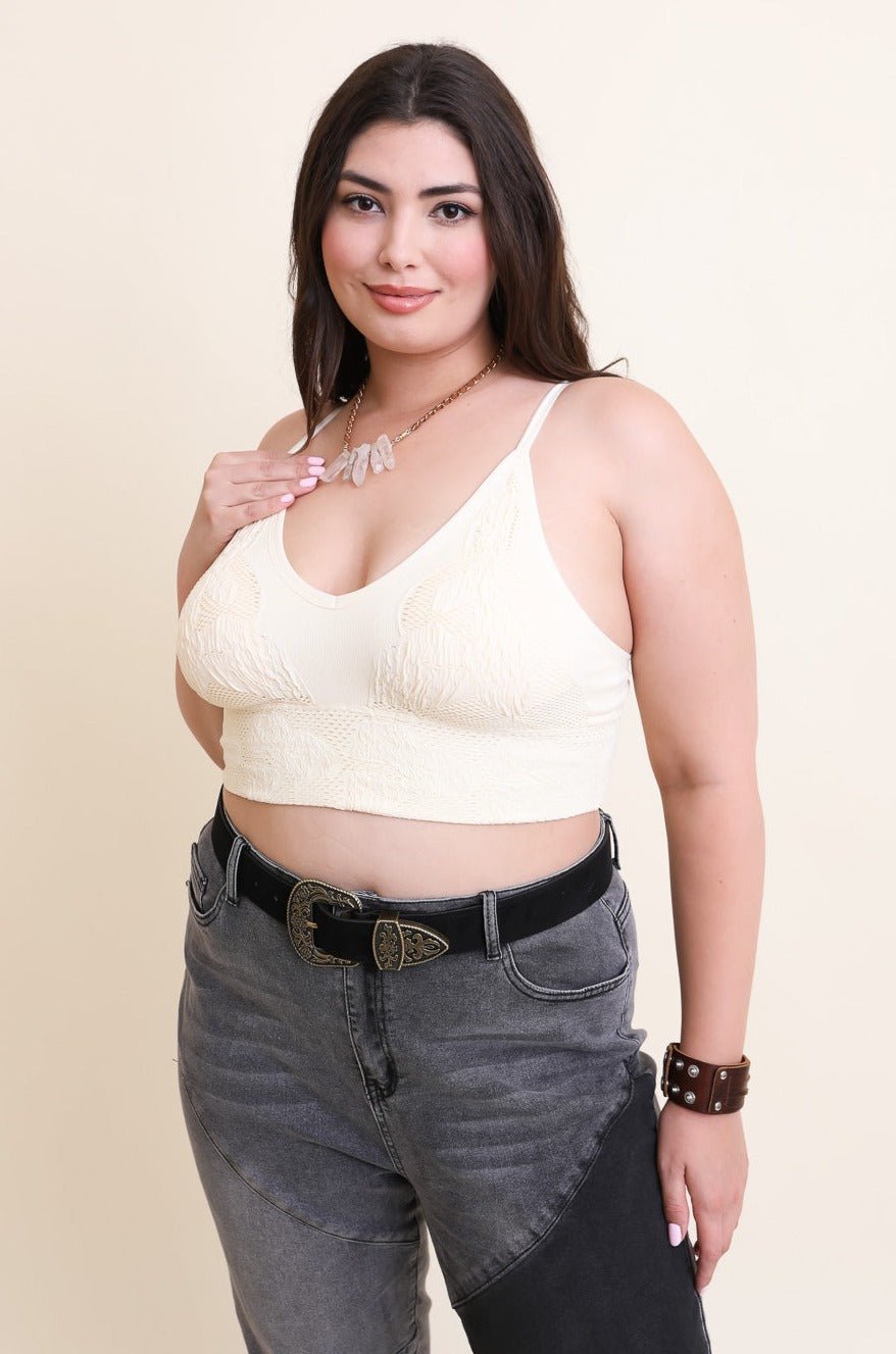 Curvy Seamless Padded Textured Brami Plus - NeoKira Unlimited