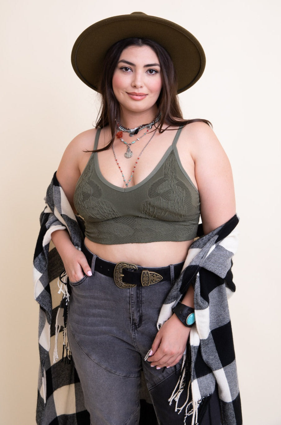 Curvy Seamless Padded Textured Brami Plus - NeoKira Unlimited