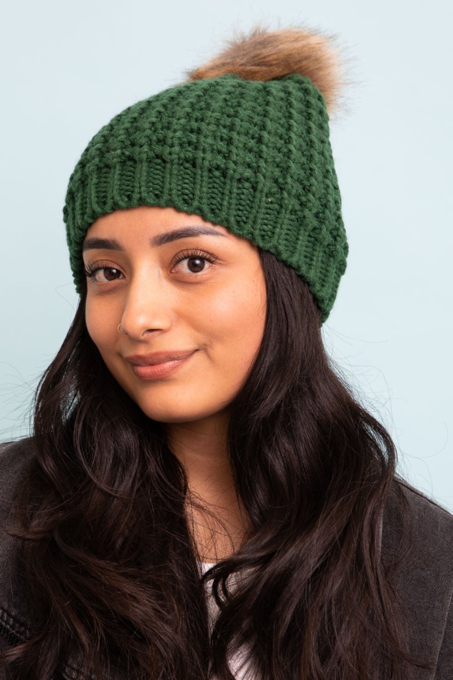 Cute Textured Pom Beanie - NeoKira Unlimited