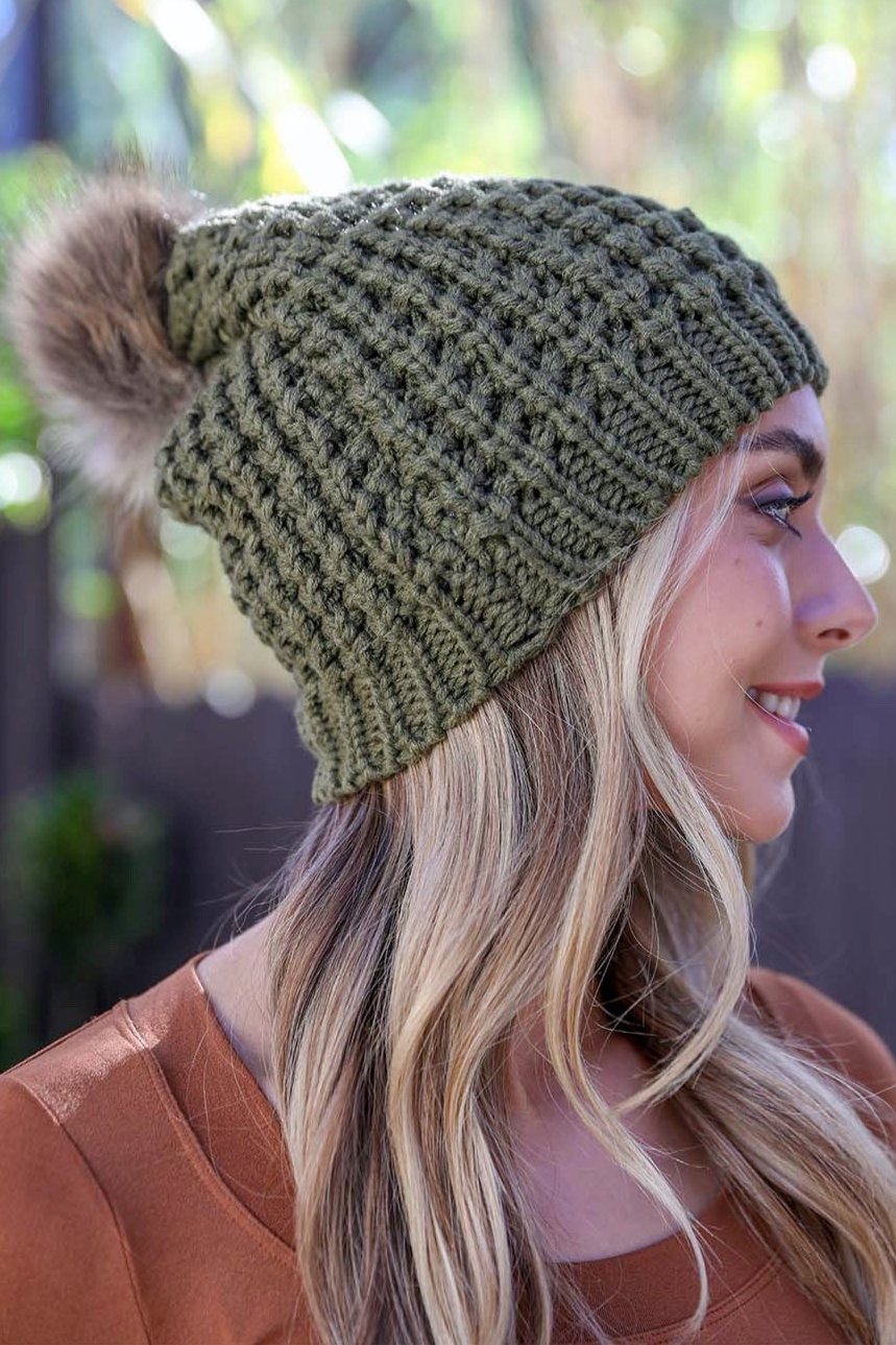Cute Textured Pom Beanie - NeoKira Unlimited