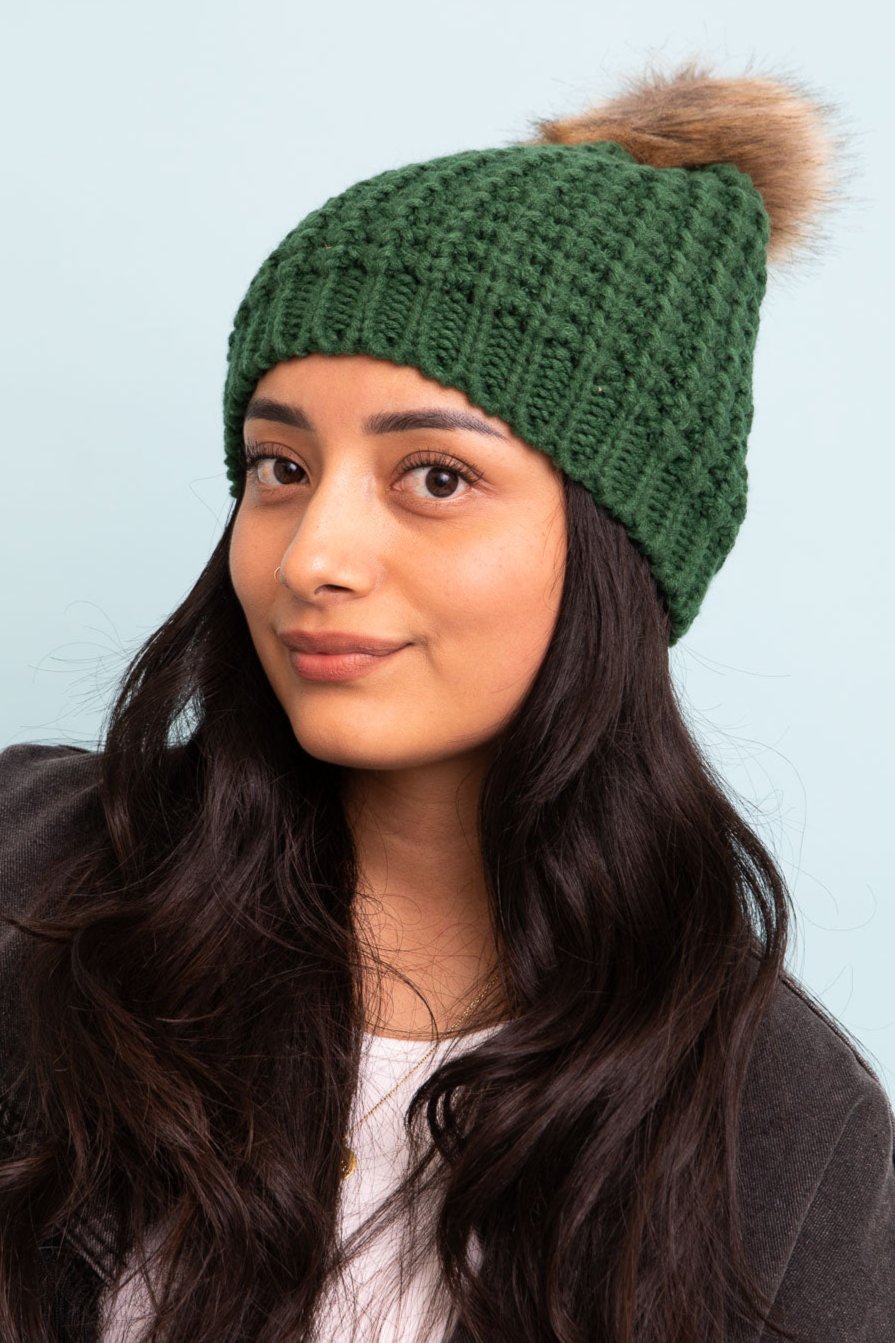 Cute Textured Pom Beanie - NeoKira Unlimited