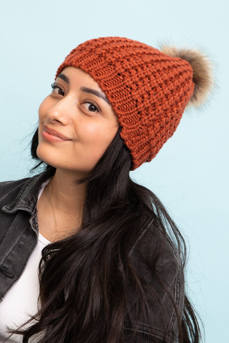 Cute Textured Pom Beanie - NeoKira Unlimited