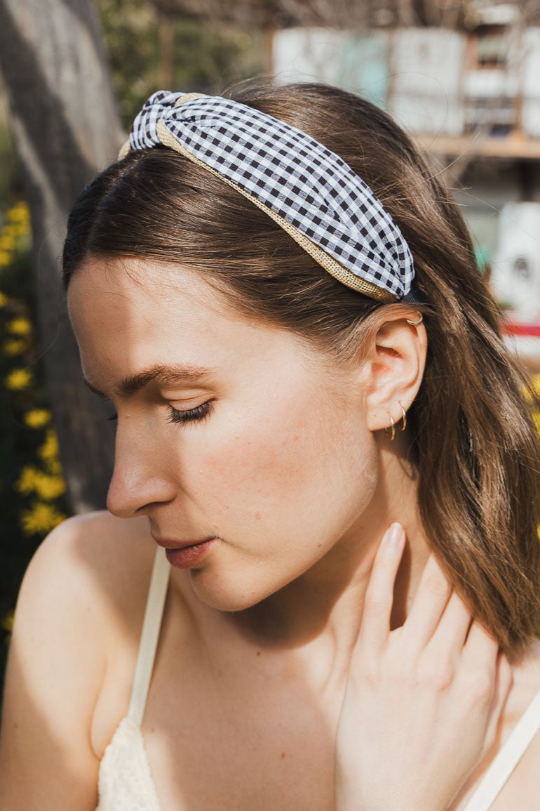 Cutesy Gingham Woven Knot Headband - NeoKira Unlimited