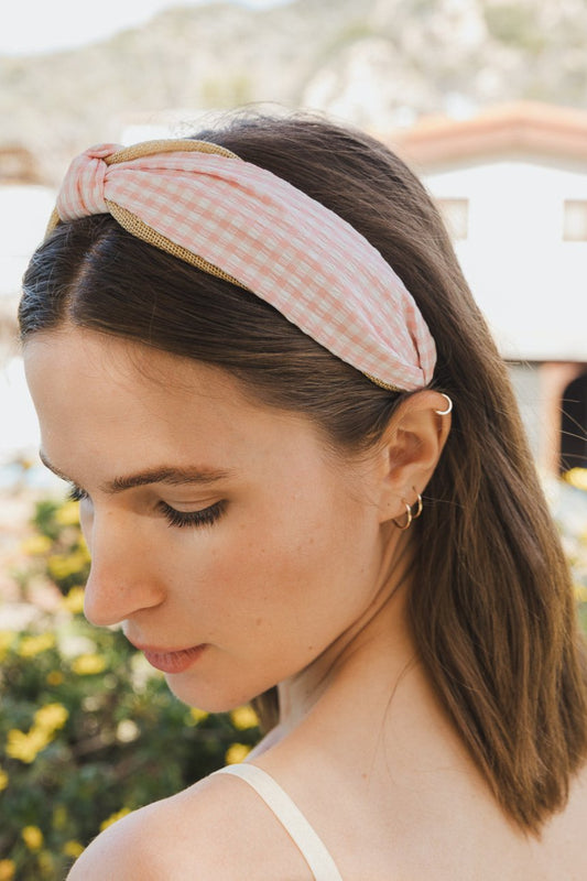 Cutesy Gingham Woven Knot Headband - NeoKira Unlimited