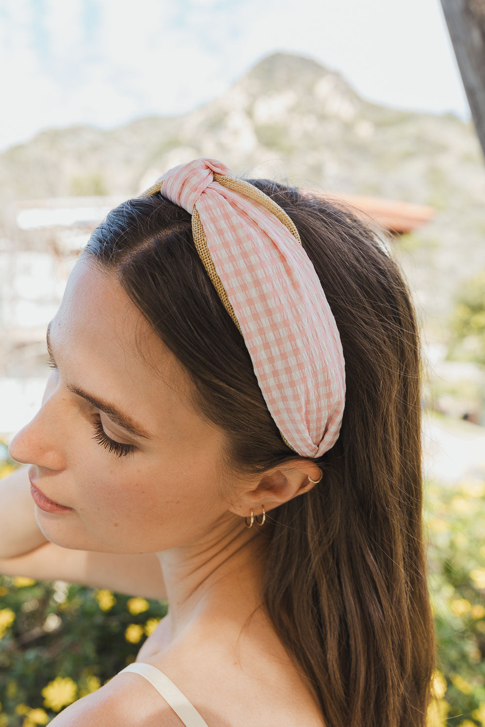 Cutesy Gingham Woven Knot Headband Headbands Leto Collection   