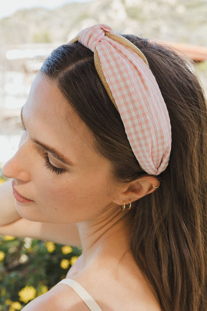 Cutesy Gingham Woven Knot Headband Headbands Leto Collection   