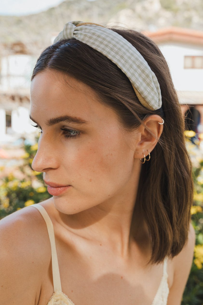 Cutesy Gingham Woven Knot Headband - NeoKira Unlimited