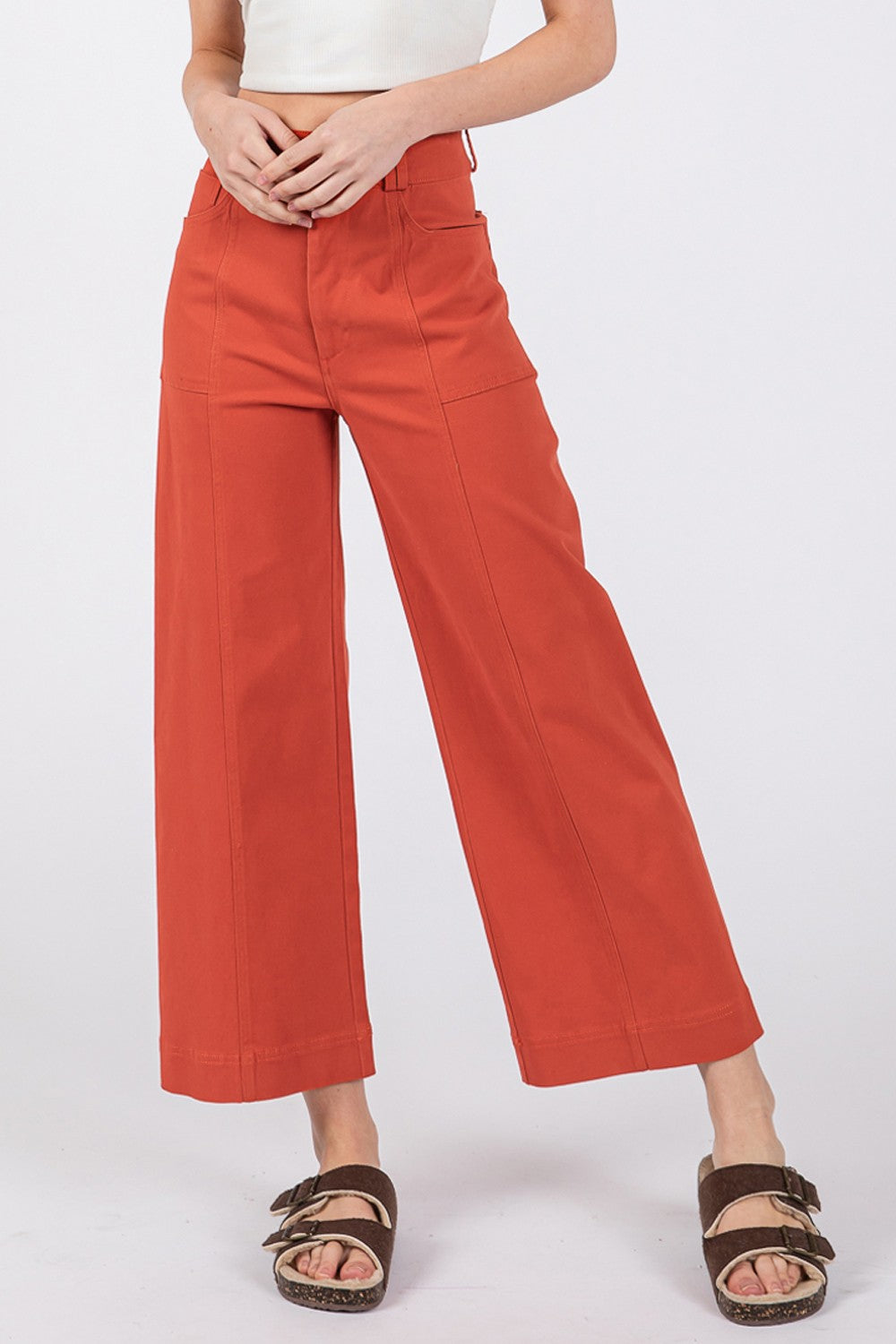 SAGE + FIG Wide Leg Cropped Pants - NeoKira Unlimited