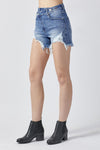 RISEN Raw Hem Asymmetrical Waist Denim Shorts Denim Shorts Trendsi   