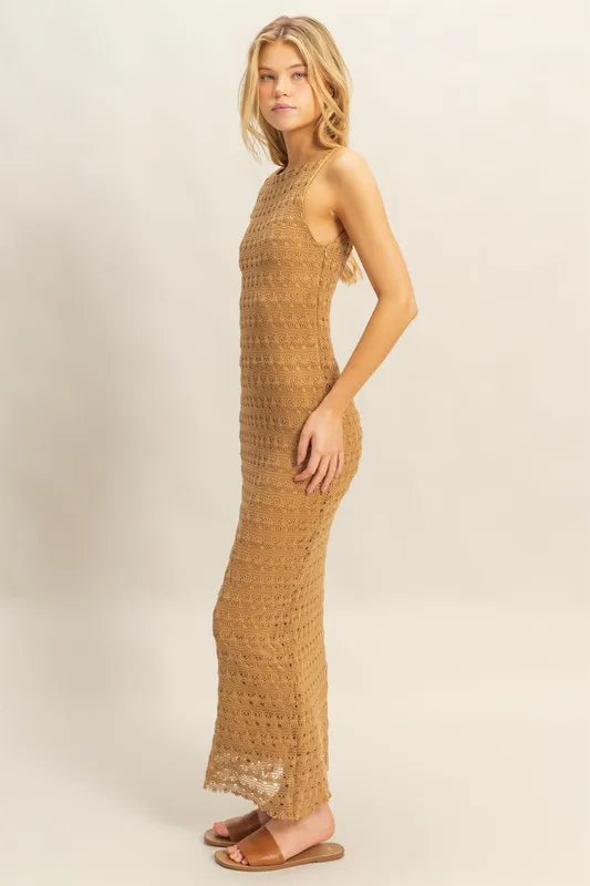 HYFVE Sleeveless Crochet Open Back Maxi Dress - NeoKira Unlimited