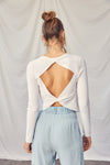 Idem Ditto Twisted Backless Long Sleeve Knit Top Top Trendsi   