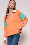 Hailey & Co Color Block Top with Striped Panel Top Trendsi Coral S 