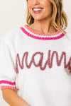 BiBi MAMA Contrast Trim Short Sleeve Sweater Sweater Trendsi   