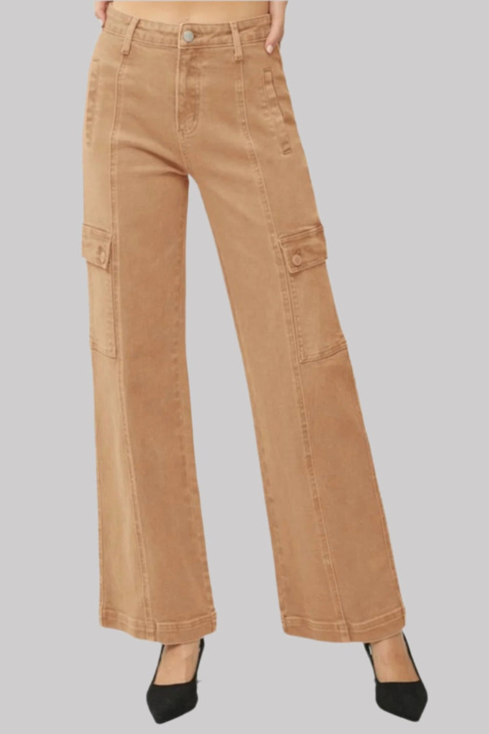 RISEN Full Size High Rise Wide Leg Cargo Jeans - NeoKira Unlimited