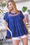 Solid Flared Short Sleeve Top  Davi & Dani   