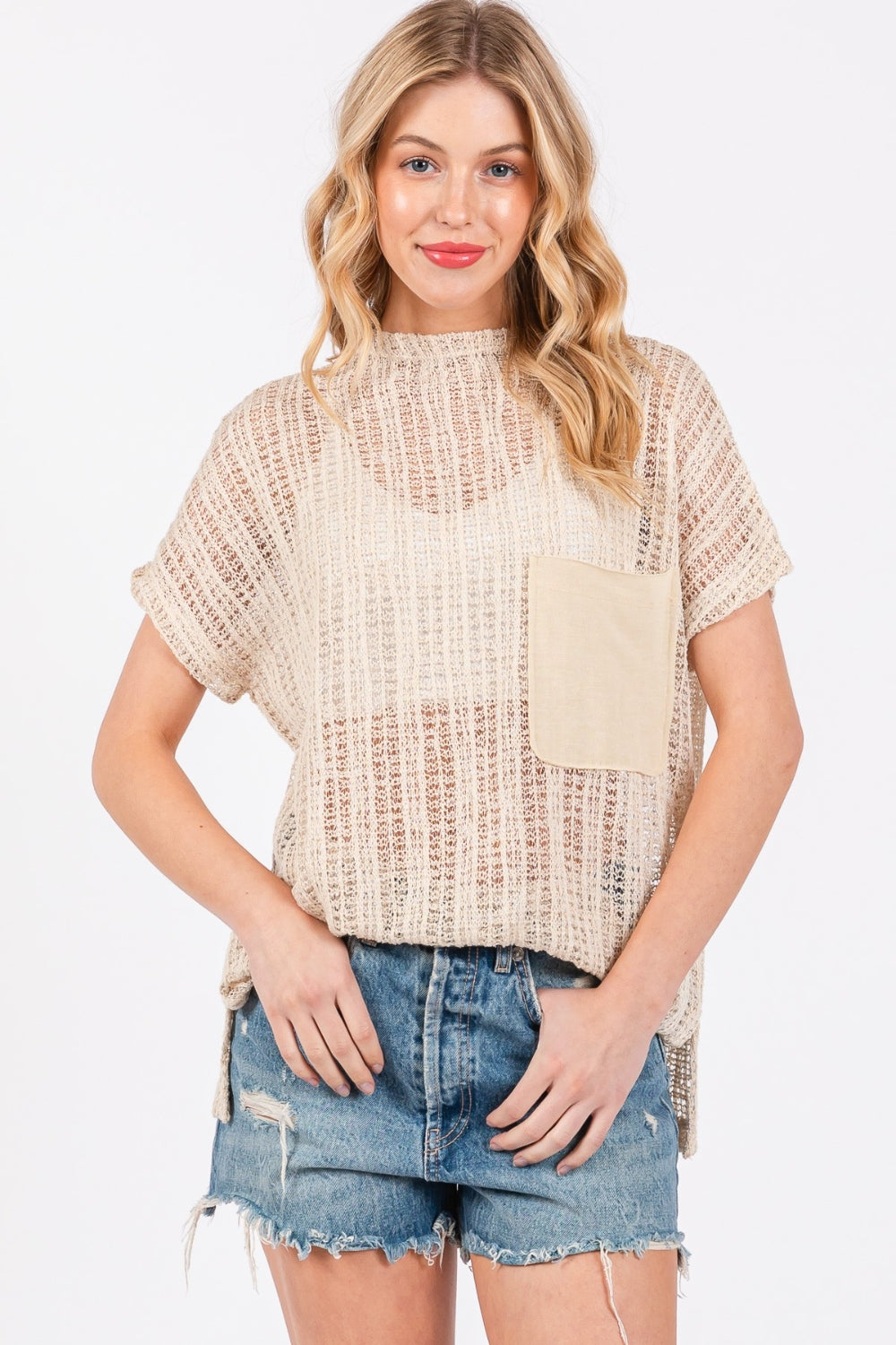 Ces Femme See Through Crochet Mock Neck Cover Up - NeoKira Unlimited