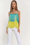 Davi & Dani Fringe Overlay Cross Straps Party Cami Top Top Davi & Dani   