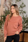 Sew In Love Boat Neck Long Sleeve Sweater Sweater Trendsi Mauve S 